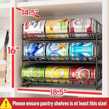 SUFAUY 3 Tier Can Organizer for Pantry, Holds 36 Cans, Heavy Duty Metal, Black - Image 3