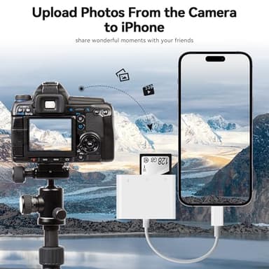 SD Card Reader for iPhone iPad, Micro SD Card Reader Memory Card Reader with USB Adapter Plug and Play Trail Game Camera Card Viewer Supports SD and TF Card No App Required - Image 7