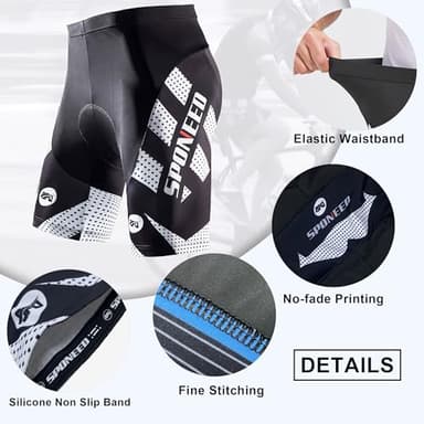 sponeed Men's Shorts for Biking Padding Cycling Pants Male Trainning Padded Road Bike Underwear US L White - Image 9