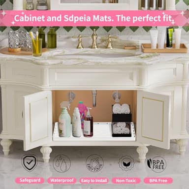 Sdpeia Under Sink Mat for [19" x 12"] Cabinet, Upgraded Silicone Waterproof Mat Kitchen Cabinet Liner Cabinet Protector Kitchen Organizers and Storage - Image 5