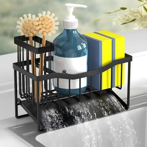 Fssvcd Maifan Sink Caddy Sponge Holder for Kitchen with Brush Holder and Stainless Steel Self Drain Tray, Rustproof Kitchen Sink Organizer for Sponge, Soap Dispenser Storage Accessories - Image 1