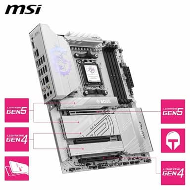 MSI MPG X870E Edge TI WiFi Motherboard, ATX - Supports AMD Ryzen 9000/8000 / 7000 Processors, AM5-80A SPS VRM, DDR5 Memory Boost 8400+MT/s (OC), PCIe 5.0 x16, M.2 Gen5, Wi-Fi 7, 5G LAN - Image 5