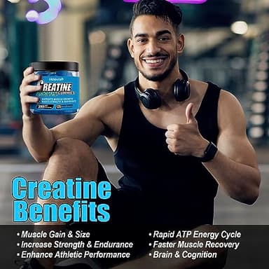vidabotan Sugar Free Creatine Monohydrate Gummies for Men & Women-5g of Creatine Monohydrate per Serving- with L-Taurine, Alpha GPC, Betaine Anhydrous, Natural Blueberry Flavor, 120 Count - Image 4