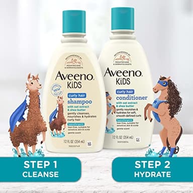 Aveeno Kids Curly Hair Conditioner, Hydrating Conditioner, Kids Curly Hair Products, Oat Extract & Shea Butter, Gentle Scent, 12 fl. oz (Pack of 1) - Image 3