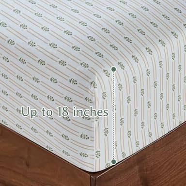 HYPREST 100% Cotton Sheets Queen - 600 TC Deep Pocket Queen Sheets up to 18", Striped Patterned Crispy Percale Queen Sheets Soft Breathable Durable - Image 4