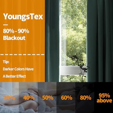 YoungsTex Sage Green Blackout Curtains 84 Inch Length 2 Panels for Living Room - Thermal Insulated with Grommet Room Darkening Window Treatments for Bedroom, 52 x 84 Inch - Image 7
