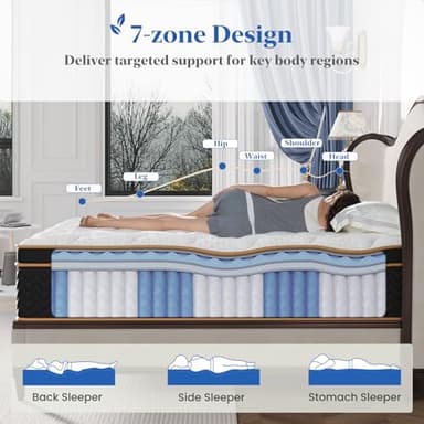 Queen Mattress, 12-Inch Deluxe Hybrid Mattresses, Fiberglass-Free Memory Foam Mattress in a Box, Individual Pocket Spring-Motion Isolation-Medium Firm-Extra Edge Support,365 Nights Trial,CertiPUR-US - Image 4