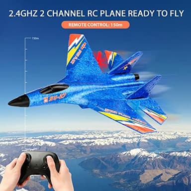 RoofWorld RC Plane Remote Control Glider Airplanes 2.4 GHZ 2 Channels, Easy to Fly RC Fighter, Remote Control Aircraft with Automatic Balance Gyro for Adult Kids Beginner - Image 9