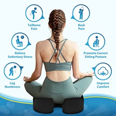 BlissTrends Seat Cushion,Thick Memory Foam Cushions for Office Chair, Car Seat, Airplane, Relieving Pressure Tailbone Sciatica Back Pain for Long Sitting Office Workers, Car Drivers 4.7in Thick Black - Image 9