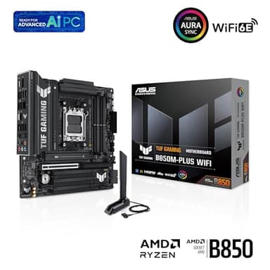 ASUS TUF Gaming B850M-PLUS WiFi AMD AM5 B850 mATX Motherboard, 14+2+1 80A DrMOS Stages, DDR5, PCIe 5.0, 3X M.2, Wi-Fi 6E, 2.5Gb LAN, DP, HDMI™, USB 10Gbps & 20Gbps Type-C®, BIOS Flashback™, Aura Sync - Image 7