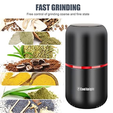 COOL KNIGHT Herb Grinder [large capacity/fast/Electric ]-Spice Herb Coffee Grinder with Pollen Catcher/- 7.5" (Black) - Image 5