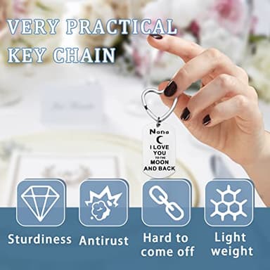 Nana Gift from Granddaughter Grandson I Love You to the Moon and Back Nana Keychain Cute Heart Key Ring Engraved Grandma Keychain Jewelry for Women Birthday Christmas Mother’s Day Present - Image 6