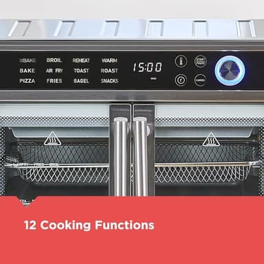 BLACK+DECKER Crisp 'N Bake Air Fryer Toaster Oven Combo, 12 in 1 Countertop Convection Oven Cooks Food Fast, Fits a Whole Pizza or 6 Toast Slices, French Doors with Stainless Steel Finish - Image 6