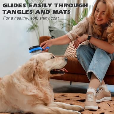 2PCS Pet Grooming Tools - Double-Sided Brush for Shedding and Bathing, Suitable for Short/Long Haired Dogs Cats and Horses, Deshedding Dog Brush, Mane & Tail Combs for Horses - Pet Supplies (Blue) - Image 4