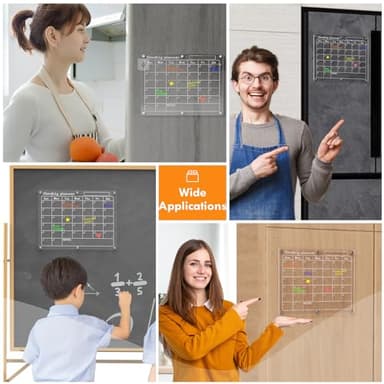 Magnetic Acrylic Calendar for Fridge,3 Pack 12"x16" Clear Fridge Calendar Dry Erase Planning Boards Set Includes 6 Colorful Highlight Markers,Magnetic Pen Holder and Erase Towel - Image 6