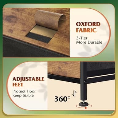 WLIVE Tall Dresser for Bedroom with 10 Fabric Drawers, Organizer Units for Closet, Storage Tower with Cabinet, Metal Frame, Rustic Brown Wood Grain Print Dressers - Image 5