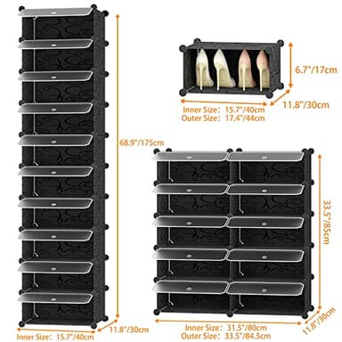 HOMIDEC Shoe Storage, 10-Tier Shoe Rack Organizer for Closet 20 Pair Narrow Shoes Shelf Cabinet for Entryway, Bedroom and Hallway - Image 2
