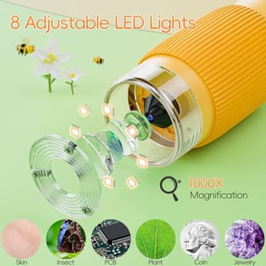 Microscope for Kids, SKYBASIC 2" IPS Screen 1000X Handheld Digital Microscopes HD Pocket Portable Mini USB Microscope Camera, PC Compatible, Science Edu Fun Birthday Gifts Toys for Children Students - Image 3