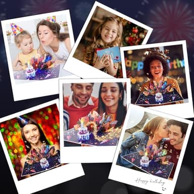 MZD8391 Birthday Cards Fireworks 3D Pop Up Blowable Cake Light Music Happy Birthday Card Gifts for Women,Men, Mom, Kids - Image 5
