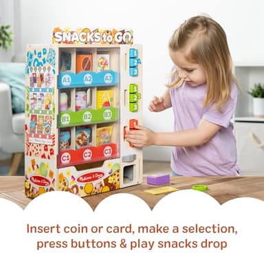 Melissa & Doug Sort-Stock-Select Wooden Vending Machine Toy with Play Food, Mini Vending Machine Toys & Play Money, Preschool Toys for Kids Ages 3+ - Image 8