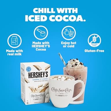 Candy Shop Cocoa HERSHEY'S COOKIES 'N' CREME Cocoa Mix, Hot Chocolate, Make Hot or Iced Cocoa, Made With Real Milk, Gluten Free, 1.25 oz Packet (24 count) - Image 5