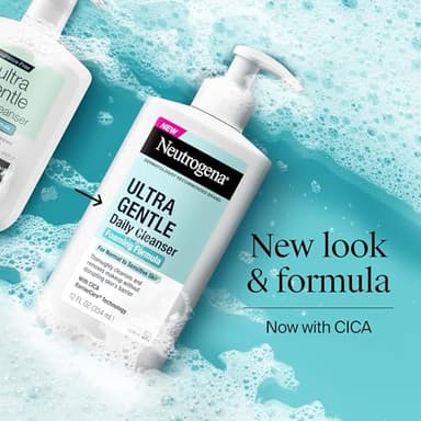 Neutrogena Ultra Gentle Foaming Facial Cleanser, Fragrance Free Hydrating Face Wash for Sensitive Skin, Daily Non Over Drying Makeup Remover, Hypoallergenic, Soap & Dye Free, Non-Comedogenic, 16 Fl Oz - Image 2