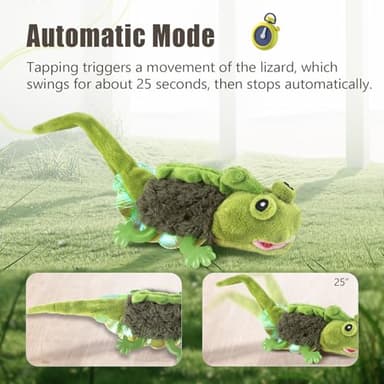 Migipaws Cat Toys, Touch Activated Flapping Chirping Lizard Kitten Toy with Catnip for Indoor Cats Kicker, Rechargeable (Green) - Image 4
