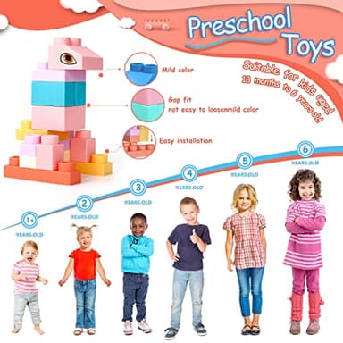 Top STEM Soft Building Block Sets for Kids Aged 18 months to 6 years old.Mega Building Blocks for preschool.Large Construction Block Toys for Toddler to Improve Imagination、Creativity、Hands-on Ability - Image 5