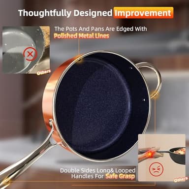 Deluxe DUXANO 14PC Healthy Pots and Pan With 9H Anti-scratch Coating, 2-Layer Non-Stick Ceramic&PFAS Free, Sensitively&Evenly Induction Cooking, Enhanced Flavor with Infrared Cookware, Dishwasher Safe - Image 6
