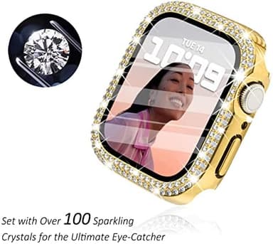 Surace 44mm Case Compatible with Apple Watch Case with Screen Protector, Bling Diamond Overall Protective Case Compatible with Apple Watch Series 6/5/4 SE, 44mm, Gold - Image 4