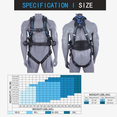 FHFallArrest Fall Protection Full Body Safety Harness,Roofing Harness with Support Belt for Construction(XS/S) - Image 4