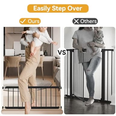 Dog Gate Indoor,18"-45" Adjustable Extra Wide Metal Short Dog Gate to Step Over, 18" Tall Small Pet Gate with 3 Extension Kits, Pressure Mounted Gate for Doorways & Stairs Black - Image 5