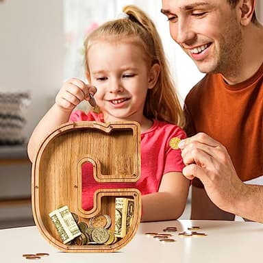 SummiDate Wooden Letter Piggy Bank| Piggy Bank for Boys Girls Toddler| Alphabet C Money Bank| Coin Bank Birthday Gift for Kids|Birthday Gift for Kids (C) - Image 5