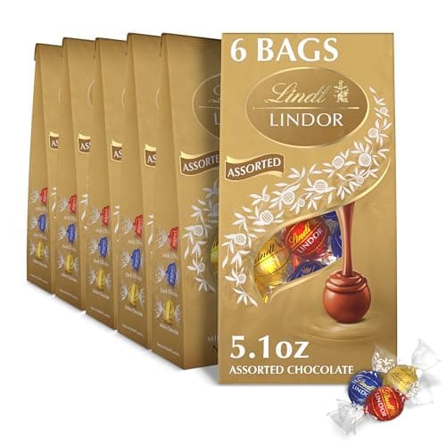 Lindt LINDOR Assorted Chocolate Truffles, Chocolate Candy with Smooth, Melting Truffle Center, Great for Gift Giving, 5.1 oz. Bag (6 Pack) - Image 1