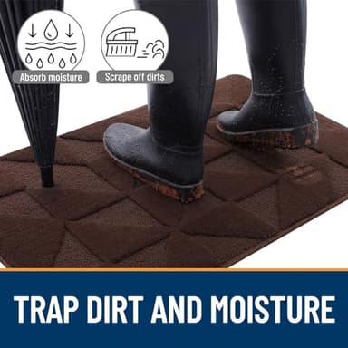 OLANLY Door Mats Indoor, Non-Slip, Absorbent, Dirt Resist, Entrance Washable Mat, Low-Profile Inside Entry Doormat for Entryway (59x36 inches, Dark Brown) - Image 4