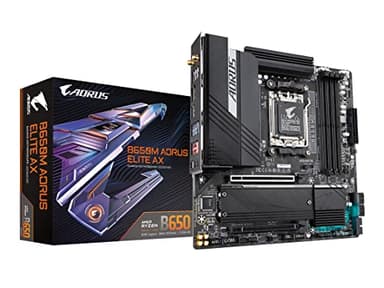 GIGABYTE B650M AORUS Elite AX (AM5/ LGA 1718/ AMD B650/ Micro-ATX/ 5-Year Warranty/ DDR5/ 2* M.2/ PCIe 5.0/ USB 3.2 Gen2X2 Type-C/Intel 2.5GbE LAN/Q-Flash Plus/EZ-Latch/Gaming Motherboard) - Image 1