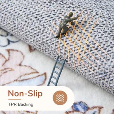 OPPODREAM Soft Area Rugs 9x12 Living Room, Washable Rugs 9x12 with Non Slip Backing, Faux Cashmere Low-Pile 9 x 12 Carpet, Purple & Green & Cream - Image 3