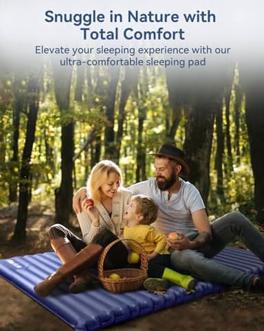 Hikenture Double Sleeping Pad for Camping, 4" Extra-Thick Camping Mattress 2 Person, Inflatable & Ultralight Sleeping Mat for Backpacking, Hiking (Navy Foot Pump, Full XL) - Image 6