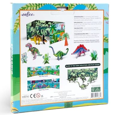 eeBoo: Dino 3D Glow-in-The-Dark - Includes 4 Constructible Dinosaurs & 4 Prehistoric Plants, Building & Construction Set, Play Scene, Ages 5+ - Image 3