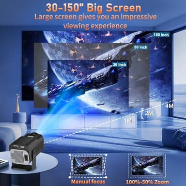 【Built-in Apps】Projector 1080P Full HD, 4K Projector with 270° Rotation,Portable Projector WiFi 6 & Bluetooth 5.2 Support,Featuring Auto Keystone Correction,HDMI/USB Connectivity Projector Black - Image 8