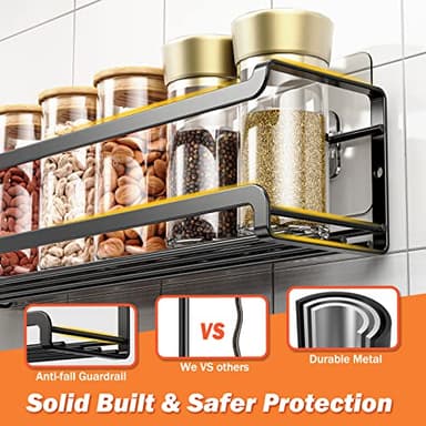 Bunoxea Spice Rack Wall Mounted 4 Pack,Space-Saving Spice Organizer for Spice Jars and Seasonings,Screw or Adhesive Hanging Spice Rack Organizer for Your Kitchen Cabinet,Pantry Door,11.41x2.75x2.75in - Image 5
