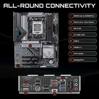 GIGABYTE B850 Eagle WIFI6E AMD AM5 LGA 1718 Motherboard, ATX, DDR5, 3X M.2, PCIe 5.0, USB-C, WIFI6E, 1GbE LAN, EZ-Latch, 5-Year Warranty - Image 4