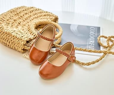 ESTINE Mary Jane Flats for Little Kids Toddler Baby Girls Glittery Dress Princess Ballet Shoes(309-Brown,5M) - Image 4