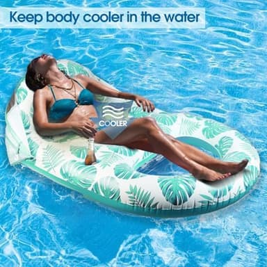 Pool Lounge Float with Canopy UPF50+,Extra Large Pool Floats for Adults Heavy Duty,Inflatable Lounger Float with Cup Holder & Backrest,Footrest - Image 5