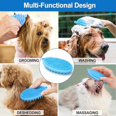 ROPO Dog Shampoo Brush, Dog Bath Brush & Dogs Shower, Dog Hand Brush for Grooming, Dog Scrubber for Bath, Dog Wash Brush (Black) - Image 4