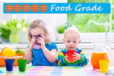 Skoolzy Rainbow Stacking Cups 6 Piece Set - Color Sorting Toys for Toddlers Primary Matching Fine Motor Skills Color Recognition for Montessori Preschoolers Toddler Activities Primary for Kids - Image 2