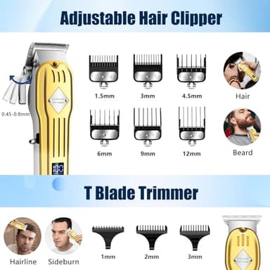 Hair Clippers for Men, Professional Beard Trimmer Mens Shaver Electric Razor Nose Trimmer Kit, Cordless Barber Clippers and Trimmers Set, Hair Cutting Kit, Shaving Machines for Men Grooming Gifts - Image 2