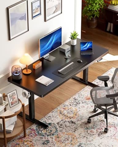 HUANUO 71 x 30 inch Electric Standing Desk, Powerful Brushless Motor Large Height Adjustable Table, 4 Memory Preset Sit Stand Up Desk, Home Office Computer Table with Thick T-Shaped Frame - Image 2