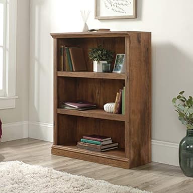 Sauder 3 Tier Book Shelf Wooden Bookcase Multipurpose Bookshelf for Home Office, Living Room, in Vintage Oak - Image 2
