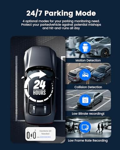 COOLCRAZY Dash Cam Front Rear: 4K+1080P Full HD Dashcam Free 64GB Card, with 5G WiFi GPS, Dual Dash Camera for Cars with 3" IPS Screen, Night Vision, HDR, App Control, 24H Parking Mode, Loop Record - Image 8